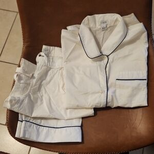J.Crew White Pajama Set with Black Trim